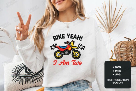 Bike Yeah I'm Two: Graphics for T-Shirt & Party Crafting