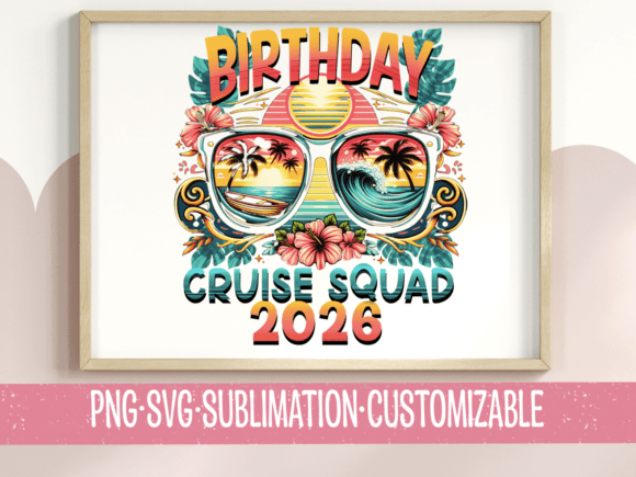 Birthday Cruise Squad 2026 Retro Graphics for T-Shirt Designs