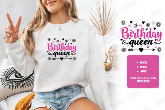 Birthday Queen Graphics for Playful T-Shirt Designs and Marketing