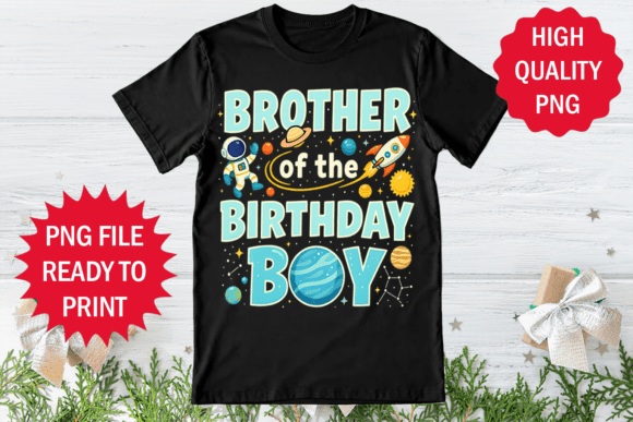 Brother of the Birthday Boy Astronaut Graphics for T-Shirt Designs