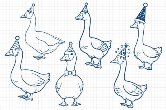 Cute Party Goose SVG Bundle for T-Shirt Designs & Graphics