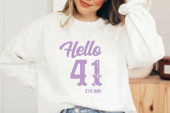 Hello 41 Est.1985: A Birthday Graphics Asset for T-Shirt Designs