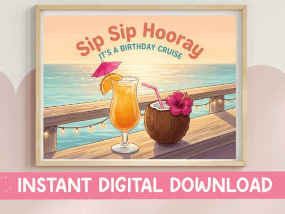 Sip Sip Hooray Graphics for T-Shirt & Craft Projects